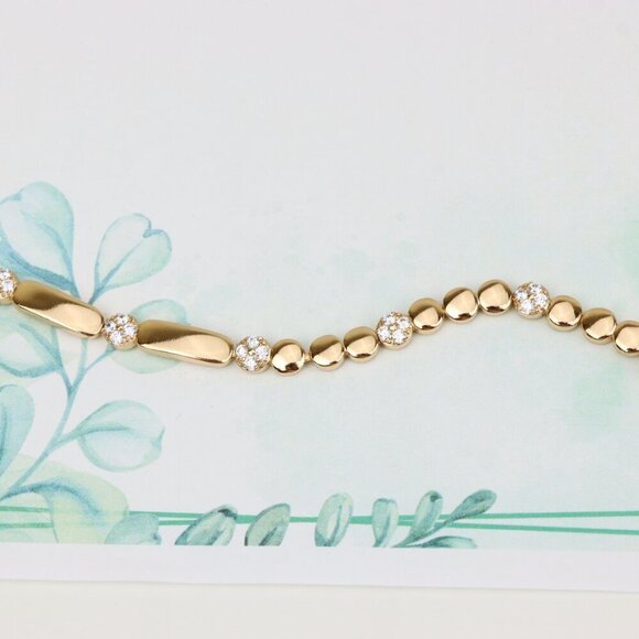 "Modern Beaded & Bar Link Rose Gold Bracelet, XPBL0774 - Picture 1 of 11